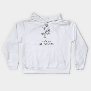 No Rain No Flowers | Line Art Kids Hoodie